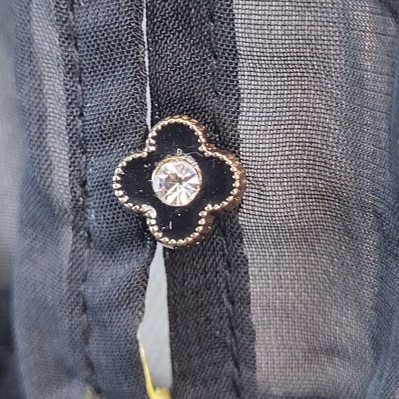 NEW POL Small Sheer Midi Maxi Dress Lingerie Cover-Up Black Yellow Floral Print - Picture 15 of 16